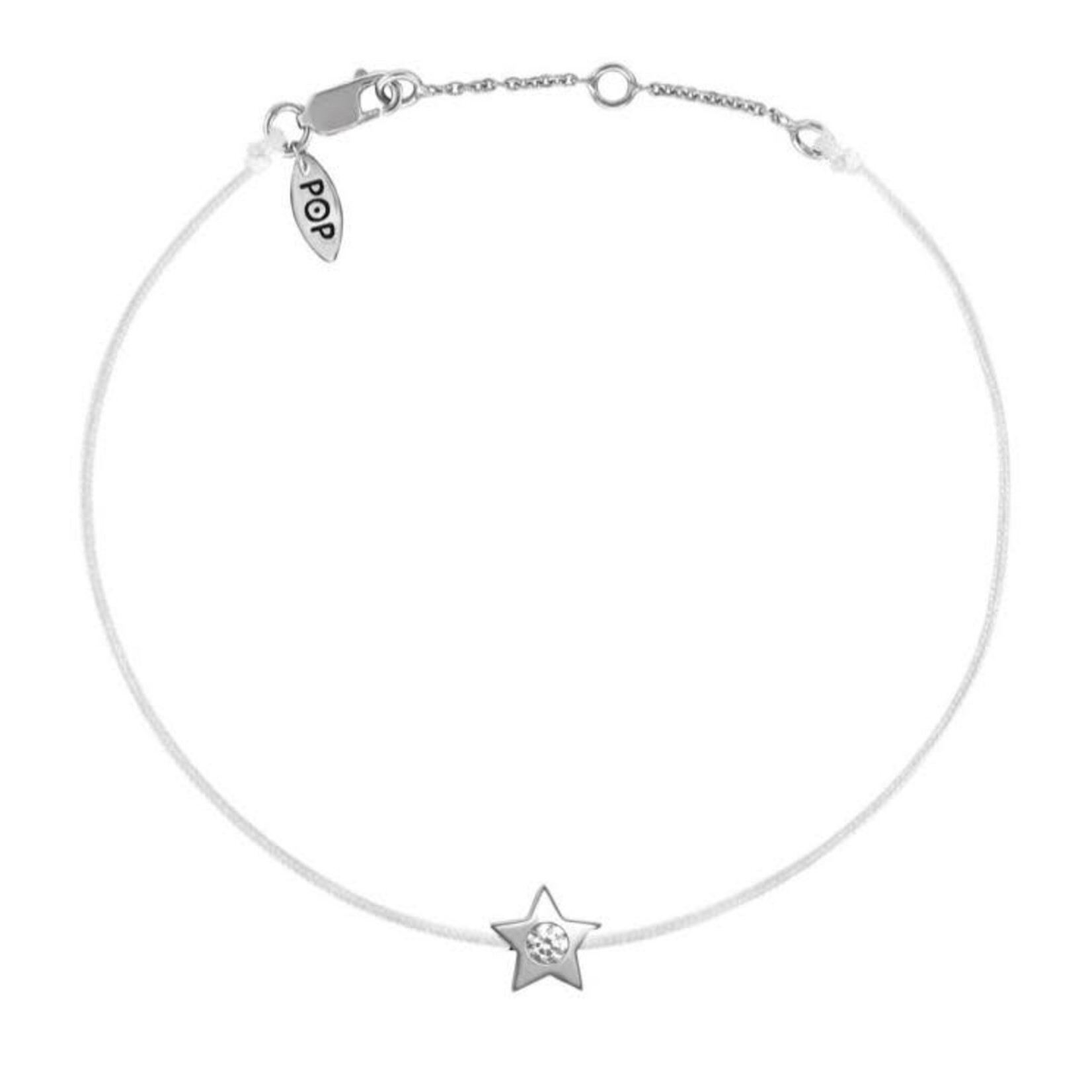 Pop Diamond POP STAR bracelet/anklet, Braided water-resistant POP cord gtyd not to break, stretch or fade, Bezel Set .10ctw Diamond, Jump Ring to adjust size