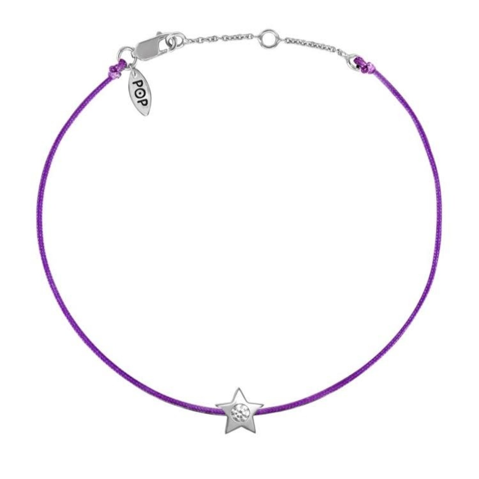 Pop Diamond POP STAR bracelet/anklet, Braided water-resistant POP cord gtyd not to break, stretch or fade, Bezel Set .10ctw Diamond, Jump Ring to adjust size