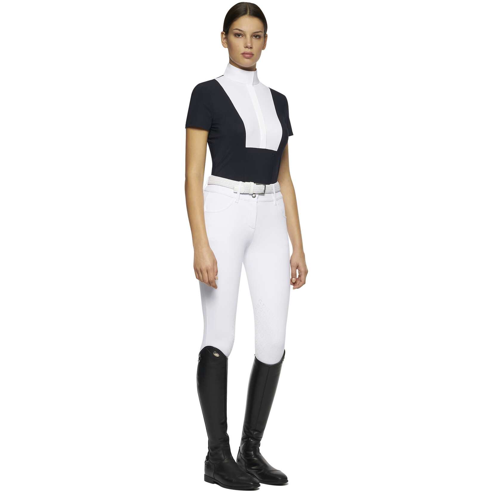 Cavalleria Toscana CAD192 Cavalleria Toscana Women's Jersey Short Sleeve Competition Shirt w/Poplin Bib