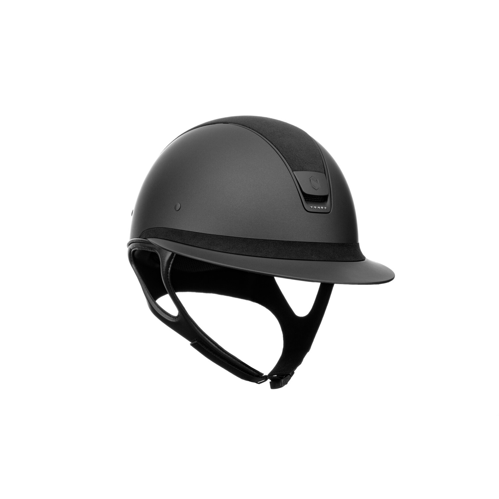 Samshield 1.0 Samshield Miss Shield Dark Line Helmet w/ Alcantara Top, Matt Trim & Blazon w/ 5 Hematite Crystals, Sold as a kit with coordinating liner (sold seperately)