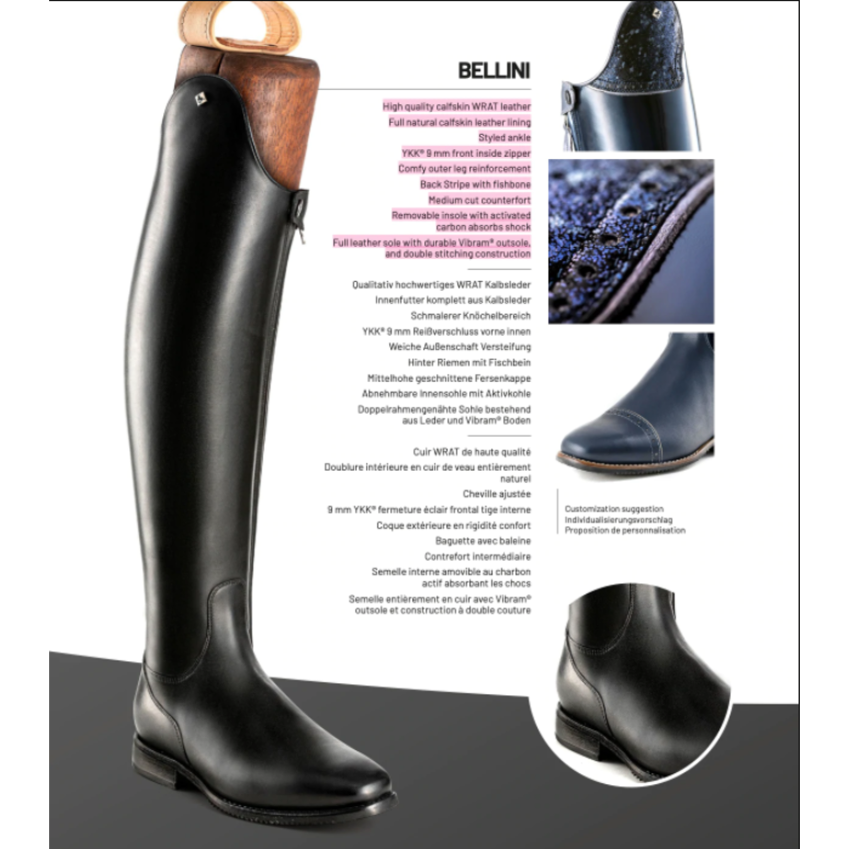 Deniro Boot DeNiro Bellini Stock Dressage Boot- WRAT Calf Leather (all colors)