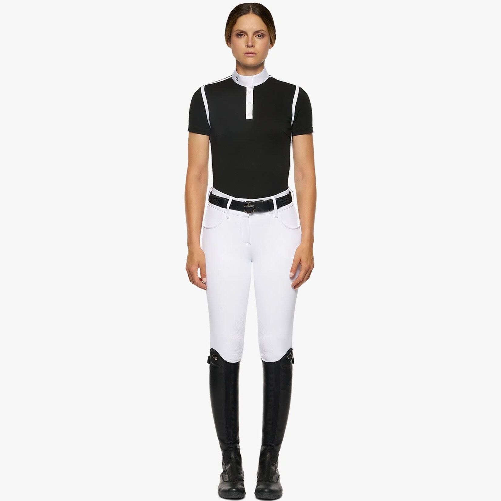 Cavalleria Toscana POD290 Cavalleria Toscana Women's Jersey Pique Contour S/S Button Competition Polo