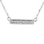 14kW Dia .02ctw 16-18'' Pave Dia Bar Necklace