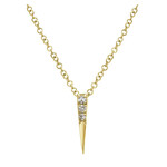 14kY Dia .05cw 17.5'' Spike With 3 Round Diamonds Necklace