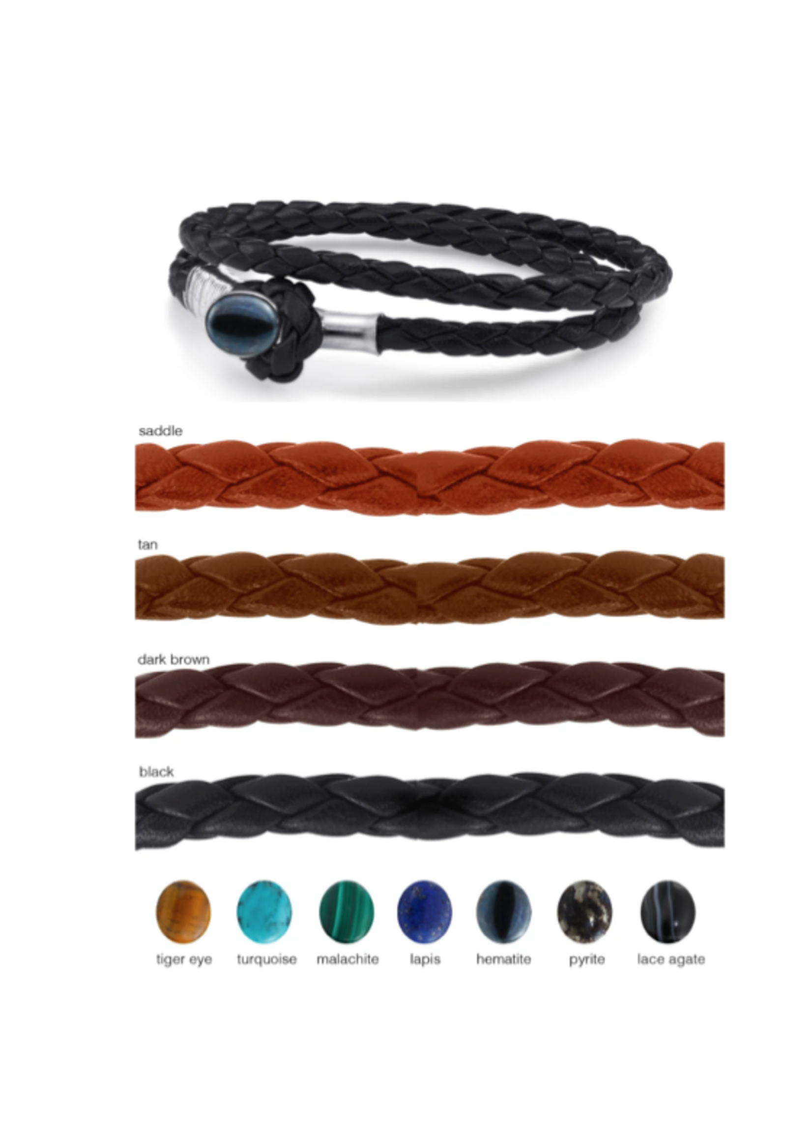 Pyrite 16” Brown Leather Double Wrap Men’s Bracelet RIDE