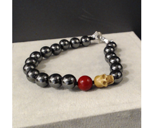 Hematite and Red Coral Bracelet