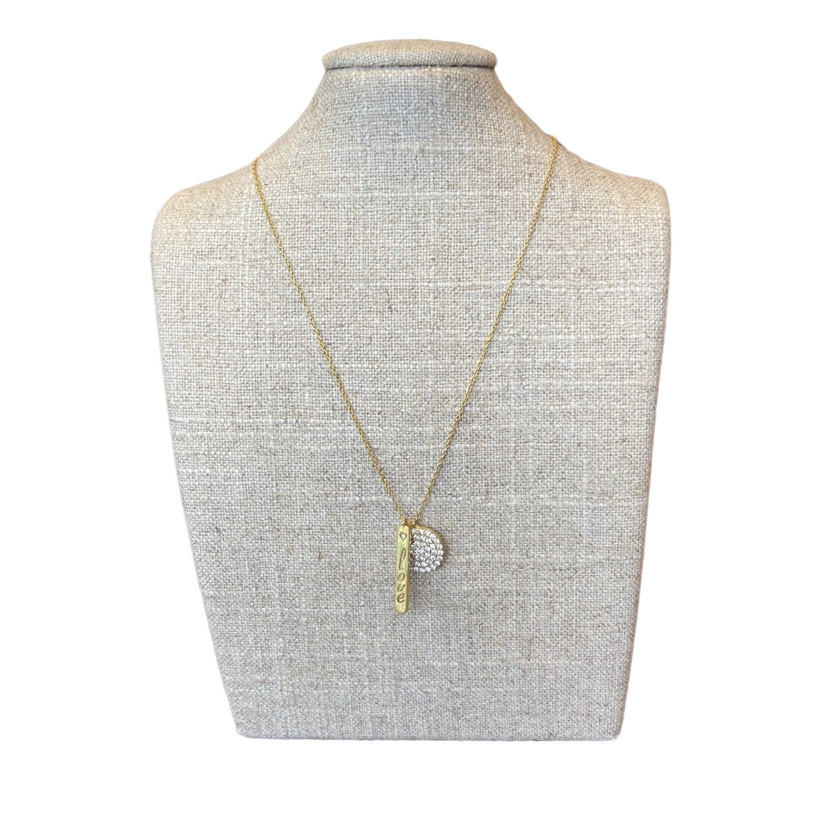 Mary Louise Designs Crystal Disc & Bar Pendant, Sterling silver dipped in 22K gold, 16” with extender