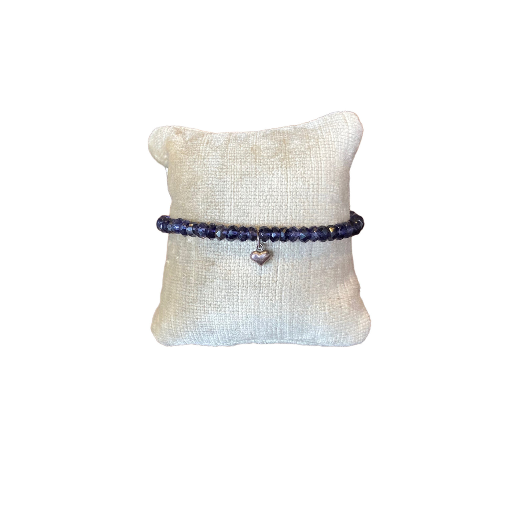 Handmade Iolite Faceted Beaded Bracelet with Charm
