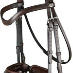 Dy'on WODCAM Dy'on Flat Leather Dressage Snaffle Bridle -Large crank flash noseband bridle, black padding. Reins sold separately.