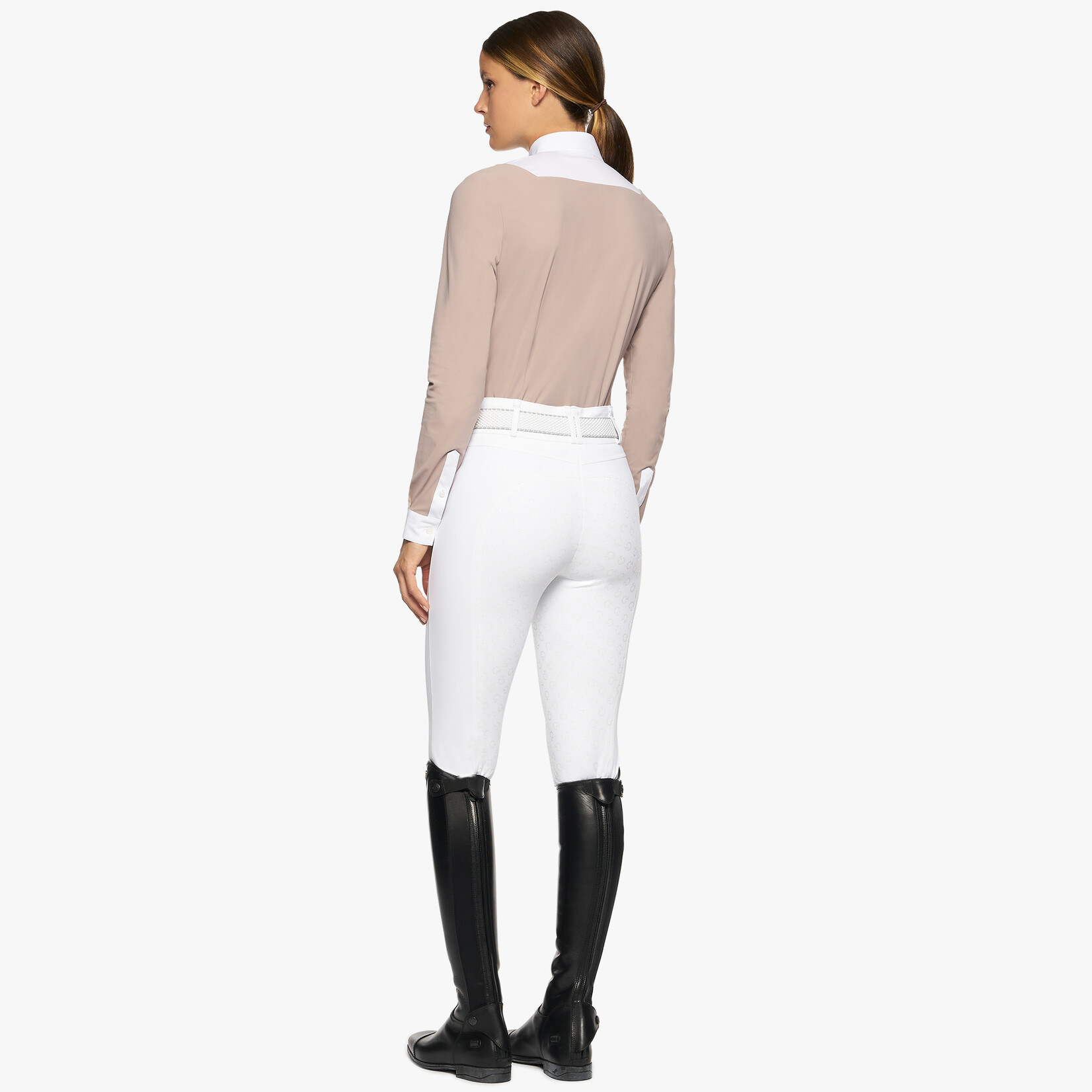 Cavalleria Toscana CAD212. Cavalleria Toscana Women's Jersey L/S Competition Shirt w/Poplin Bib