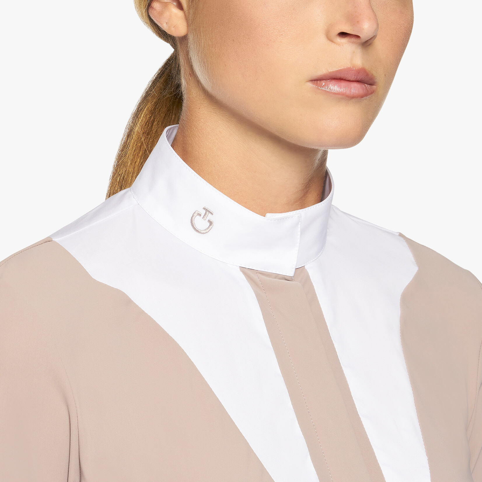 Cavalleria Toscana CAD212. Cavalleria Toscana Women's Jersey L/S Competition Shirt w/Poplin Bib
