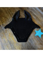 EquStar Black Square Bonnet, 1x Lg Black crystal, Black star, Cob Size