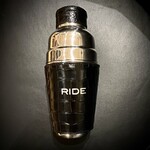 Graphic Image RIDE Leather Cocktail Shaker, silver embossed, ready for gifting in an elegant black box
