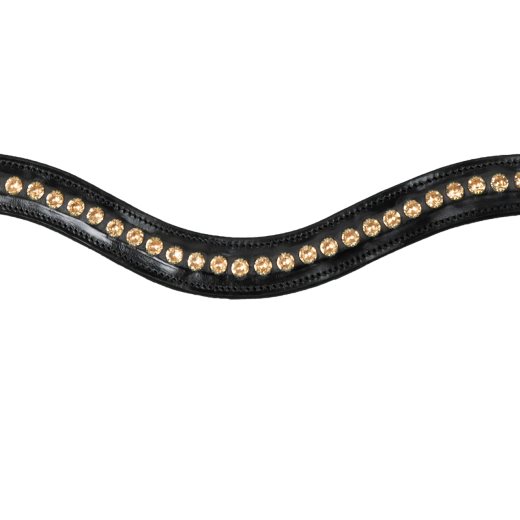 Dy'on *Special Order Dy'on Rolled Dressage Bridle -Large crank flash noseband bridle, Mat black leather, black padding with V shape pink gold Swarovski browband
