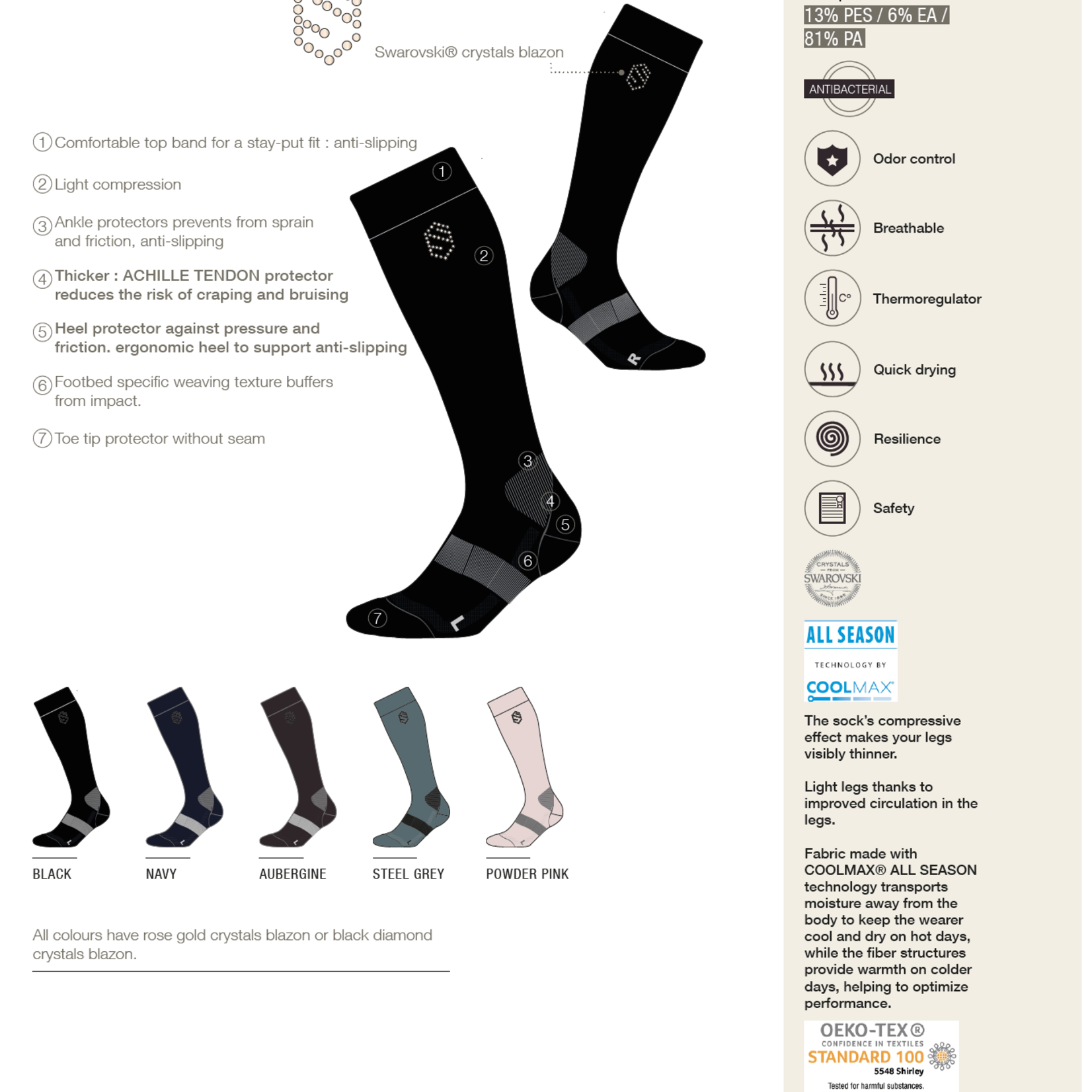 Samshield Samshield Balzane Aimy Women's Socks w/ Swarovski Crystal Detail