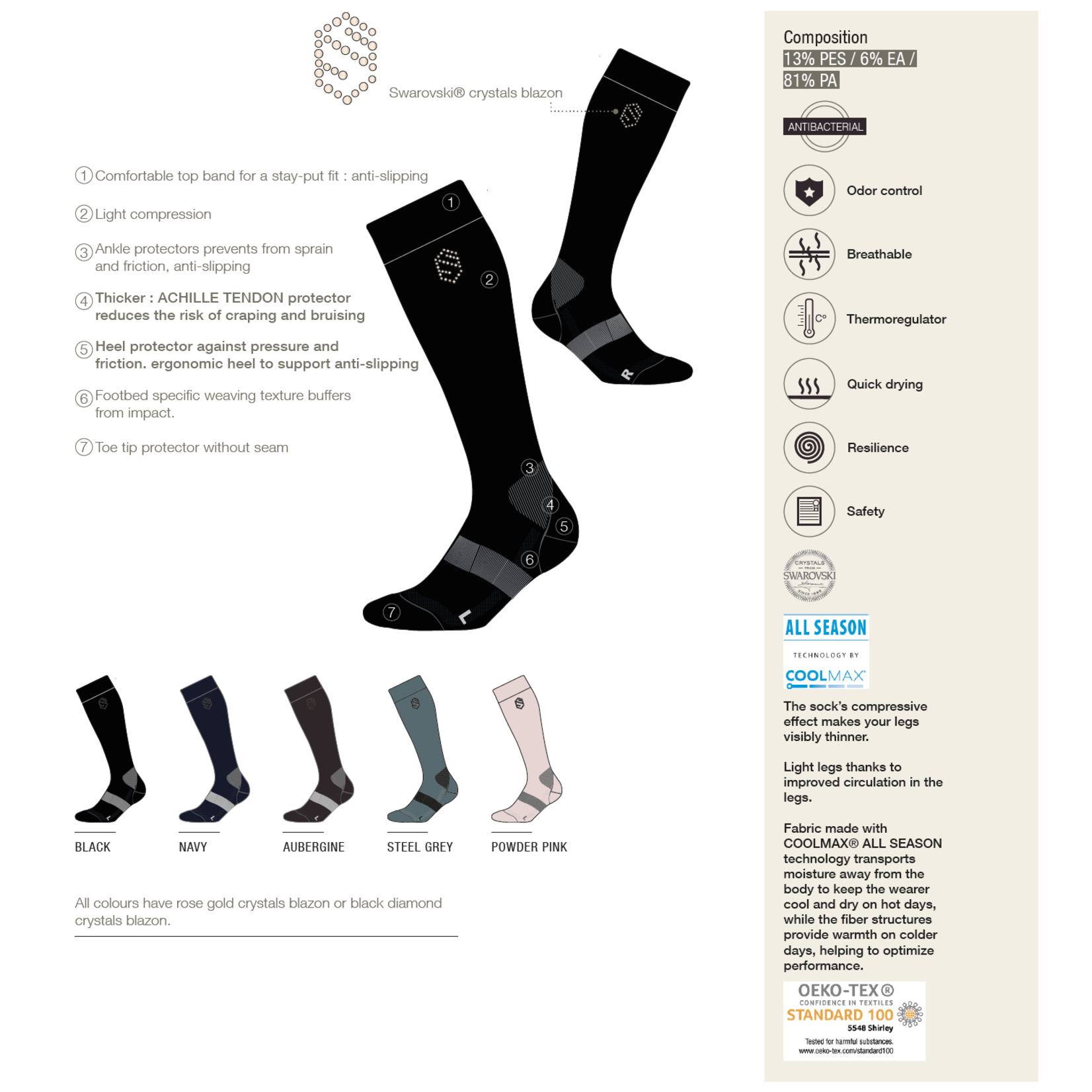 Samshield Samshield Balzane Aimy Women's Socks w/ Swarovski Crystal Detail
