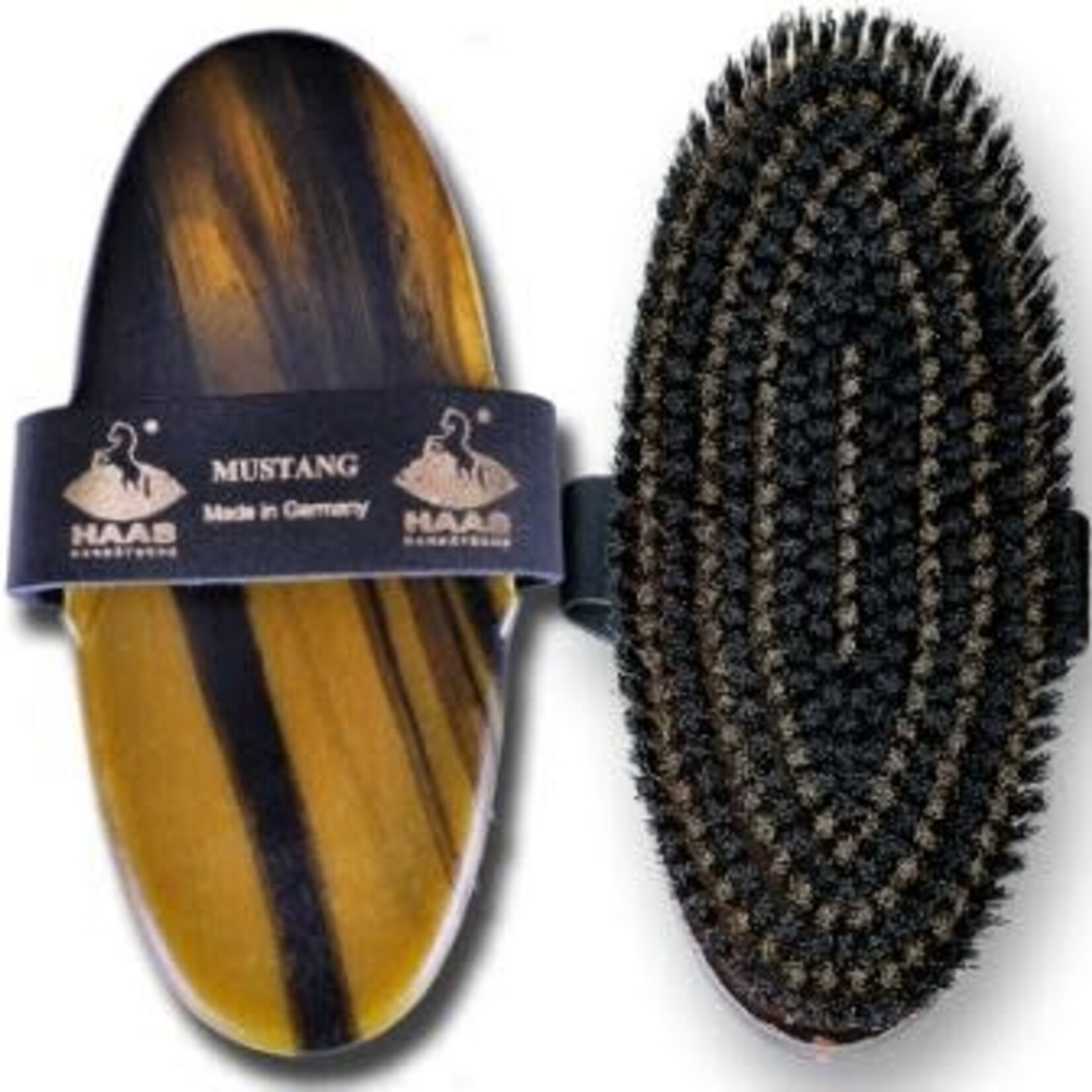 Haas HAAS Mustang Brush, Pea and Black colored Backing with Black and Fine Brass Wire bristles to de-shed and clean thick coats