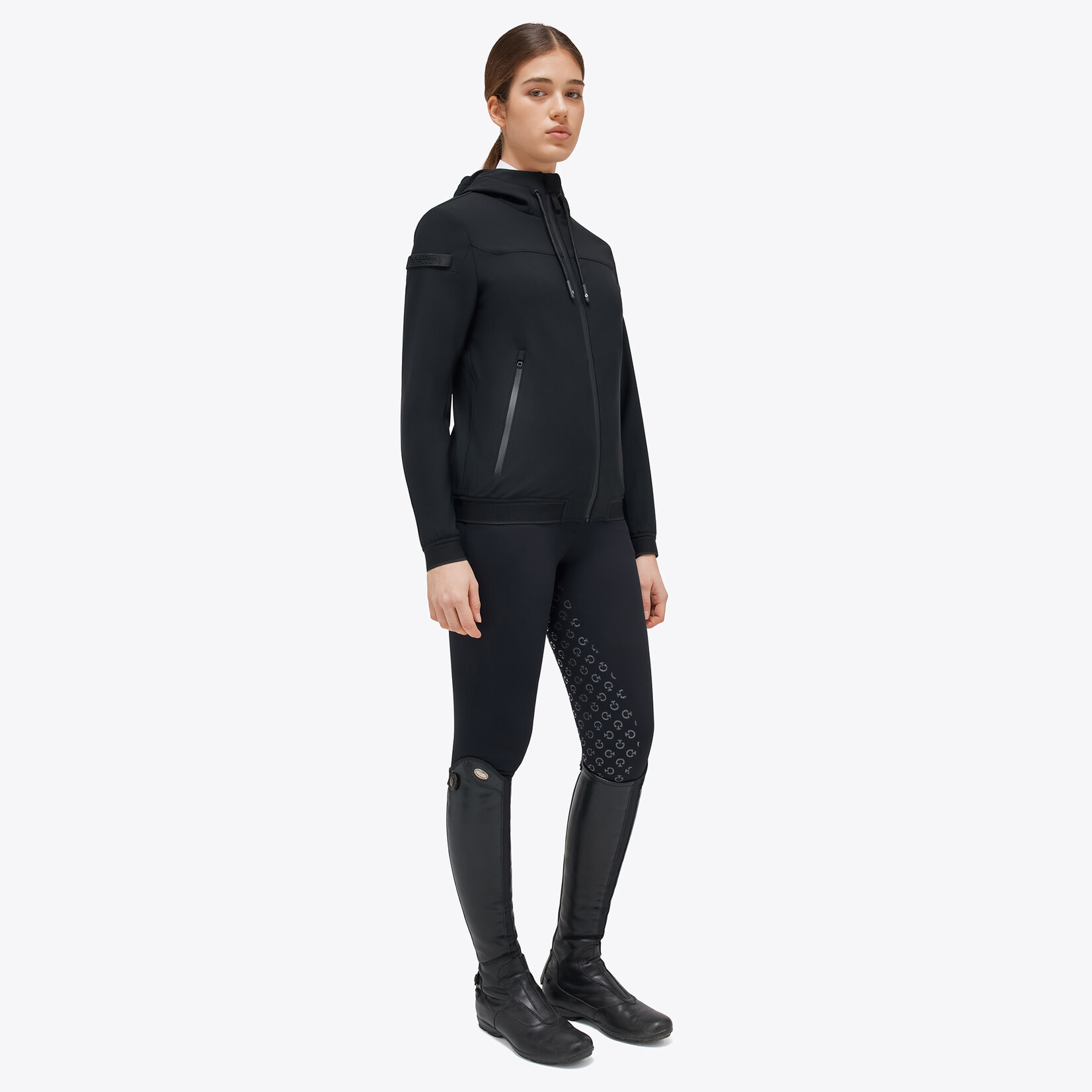 Cavalleria Toscana GID287 Cavalleria Toscana Jersey and Velvet Hooded Full Zip Softshell Jacket