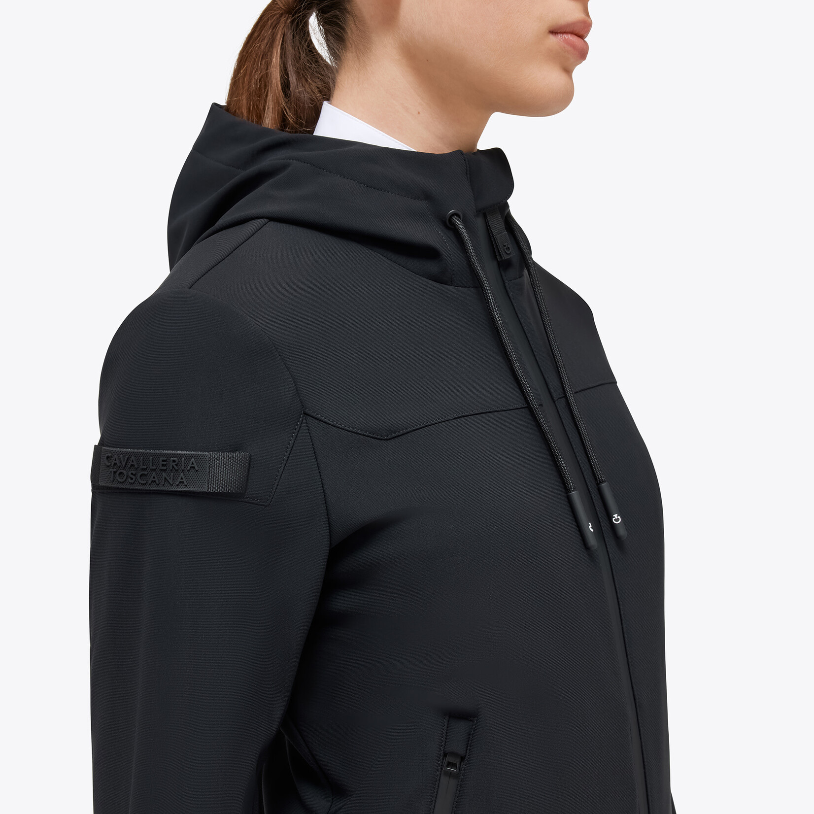 Cavalleria Toscana GID287 Cavalleria Toscana Jersey and Velvet Hooded Full Zip Softshell Jacket