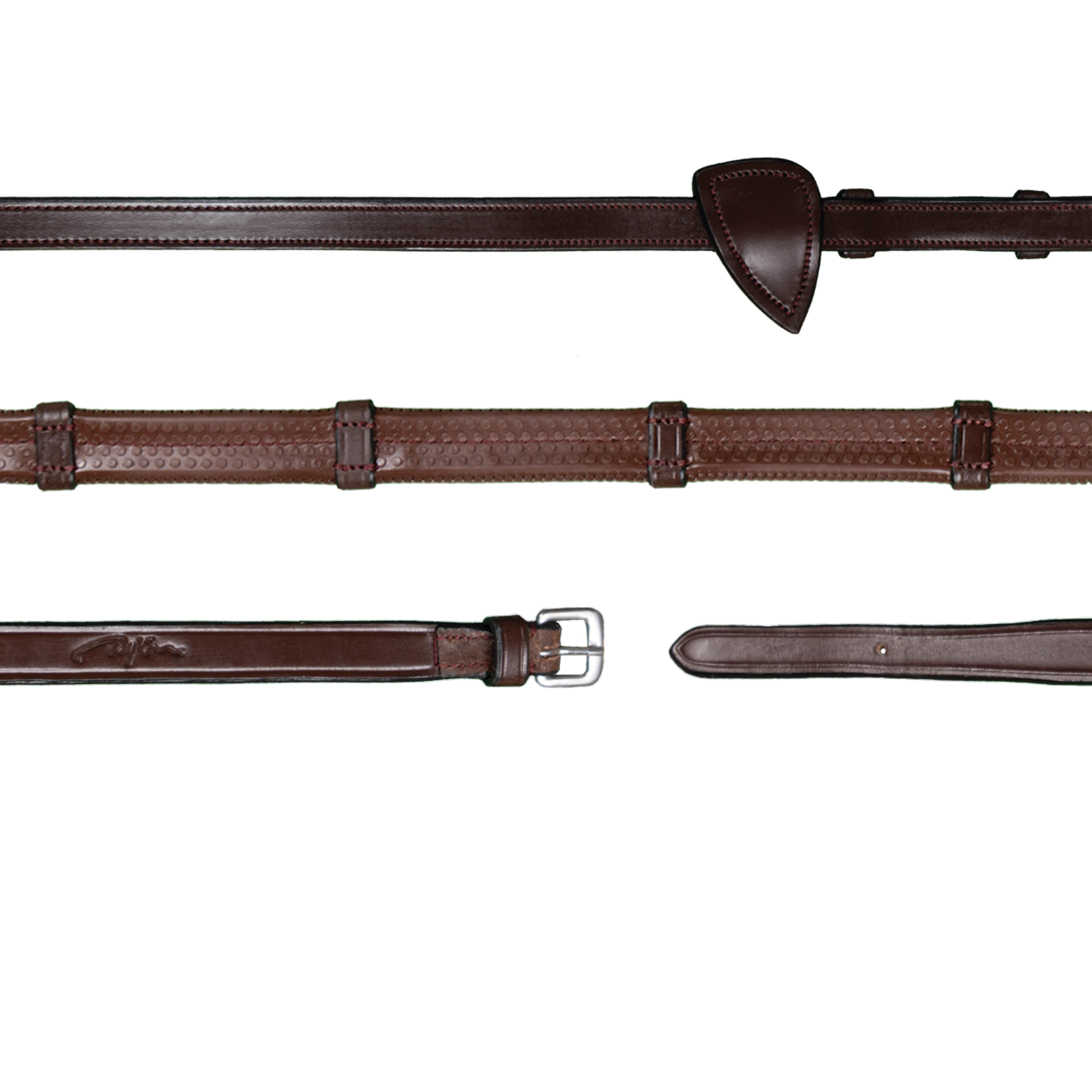 Dy'on NE05C Dy'On 4/8” Rubber Reins w/ 7 leather loops w/Hook Studs w/ Stainless Hardware