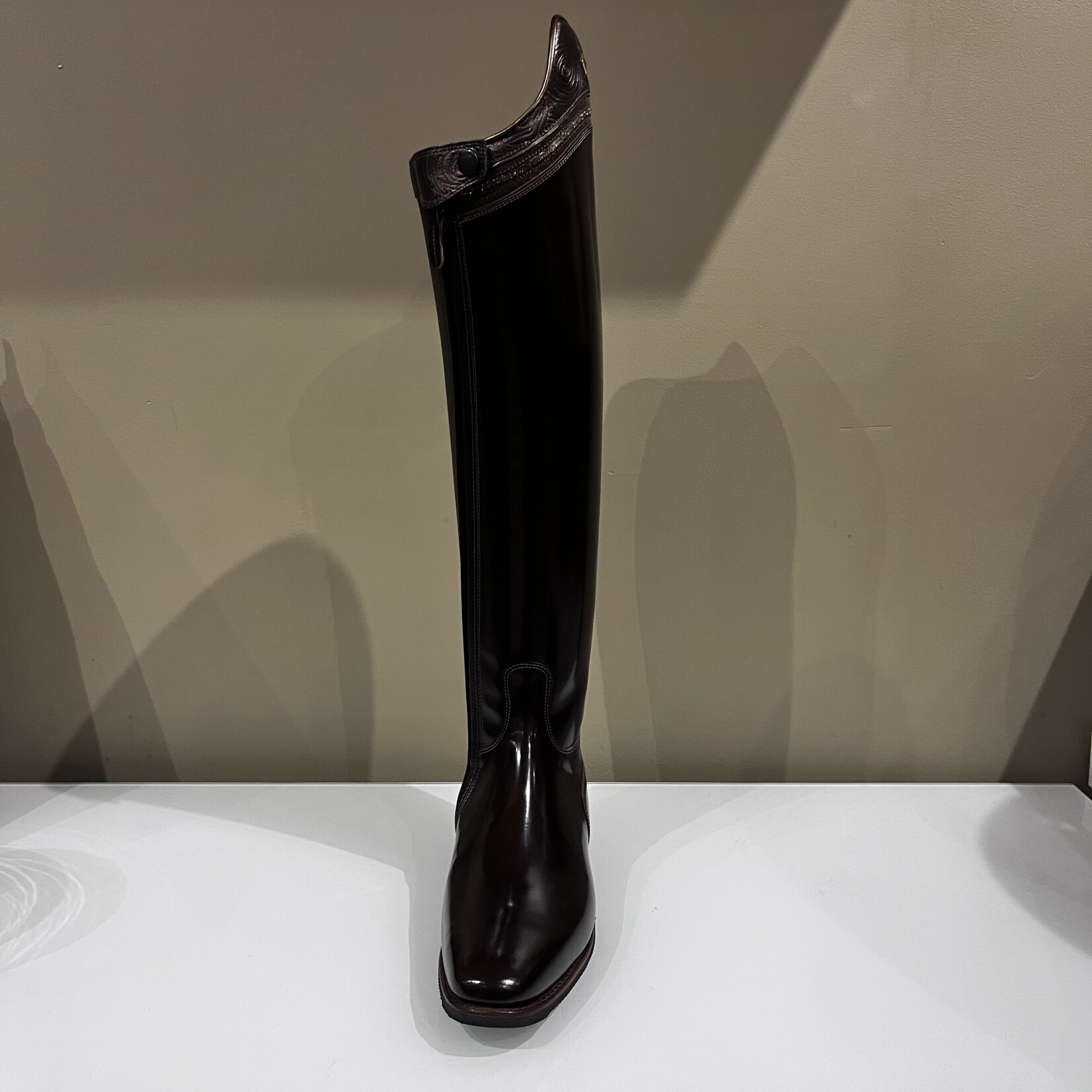 DeNiro DeNiro Custom Raffaello Dressage Boot in Brushed Brown (Po Fondente) w/ Luna Rosetto Brown Top and GGS73 Crystal Fina Gold details and Brown Soles 39 MA S