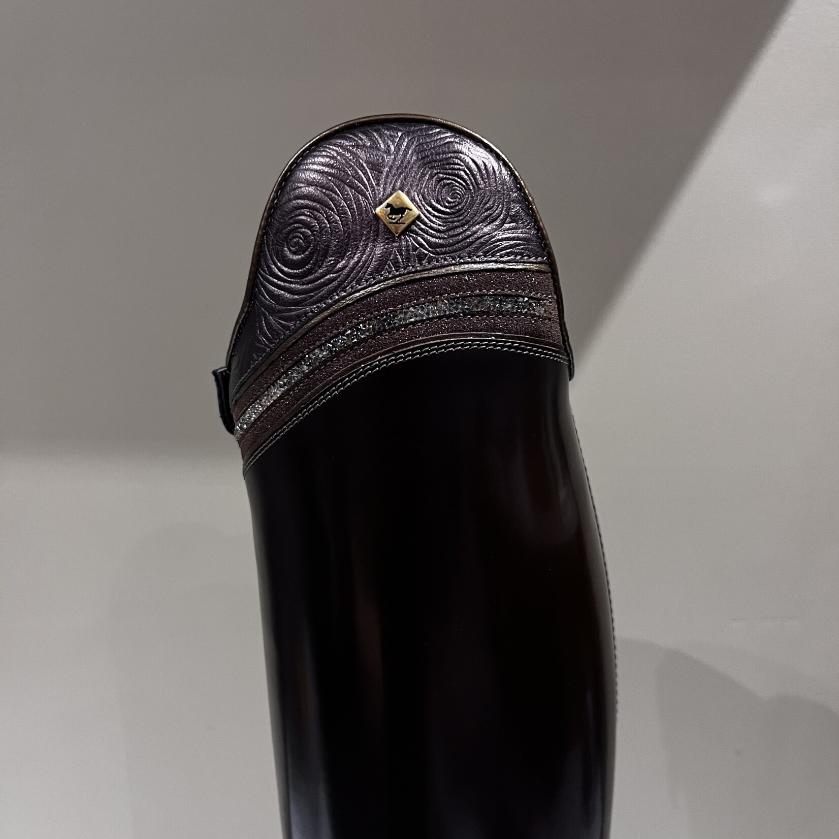DeNiro DeNiro Custom Raffaello Dressage Boot in Brushed Brown (Po Fondente) w/ Luna Rosetto Brown Top and GGS73 Crystal Fina Gold details and Brown Soles 39 MA S