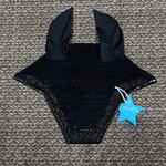EquStar Black Square Bonnet, Regular Jet Black Ribbon, Black Cord, Black Patent trim, Black Star
