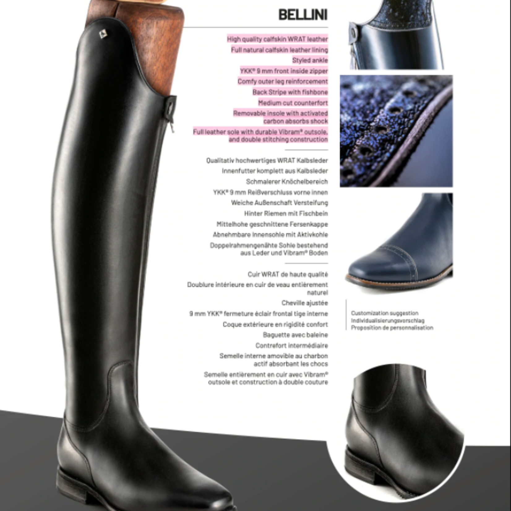 Deniro Boot DeNiro Bellini Stock Dressage Boot- WRAT Calf Leather (all colors)