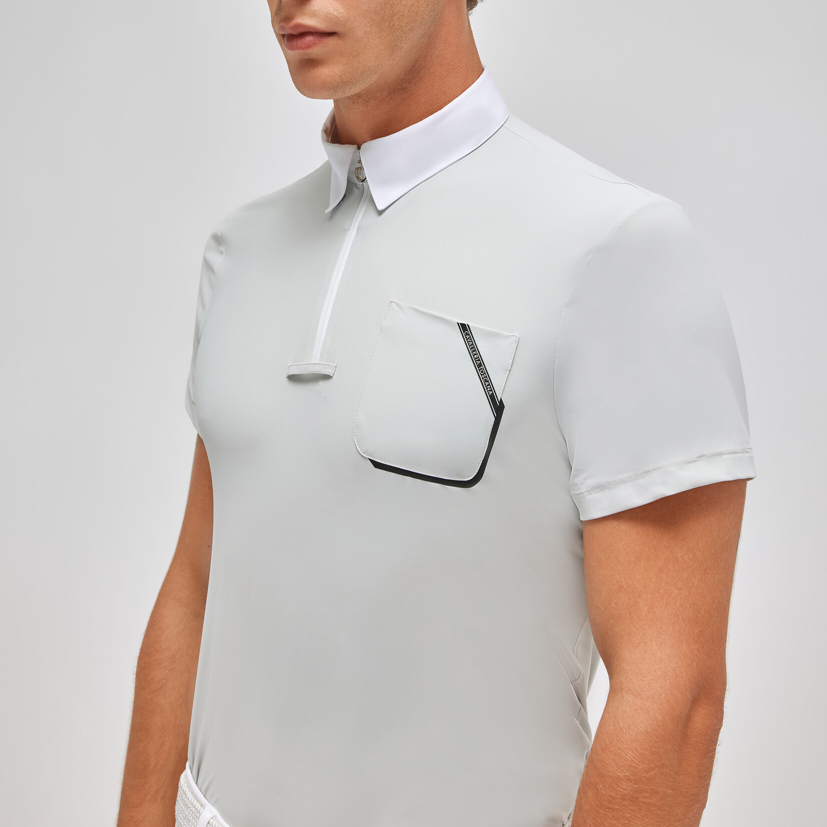 Cavalleria Toscana POU366 Cavalleria Toscana Men's jersey s/s competition zip polo wiht pocket