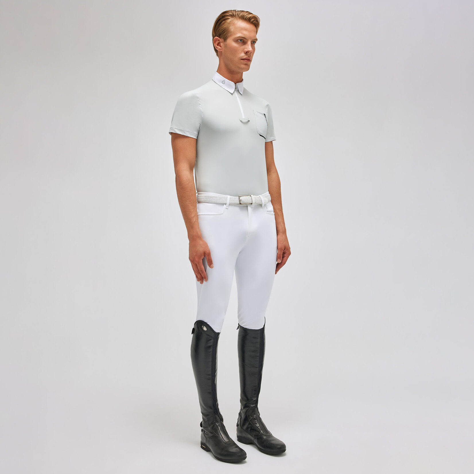 Cavalleria Toscana POU366 Cavalleria Toscana Men's jersey s/s competition zip polo wiht pocket