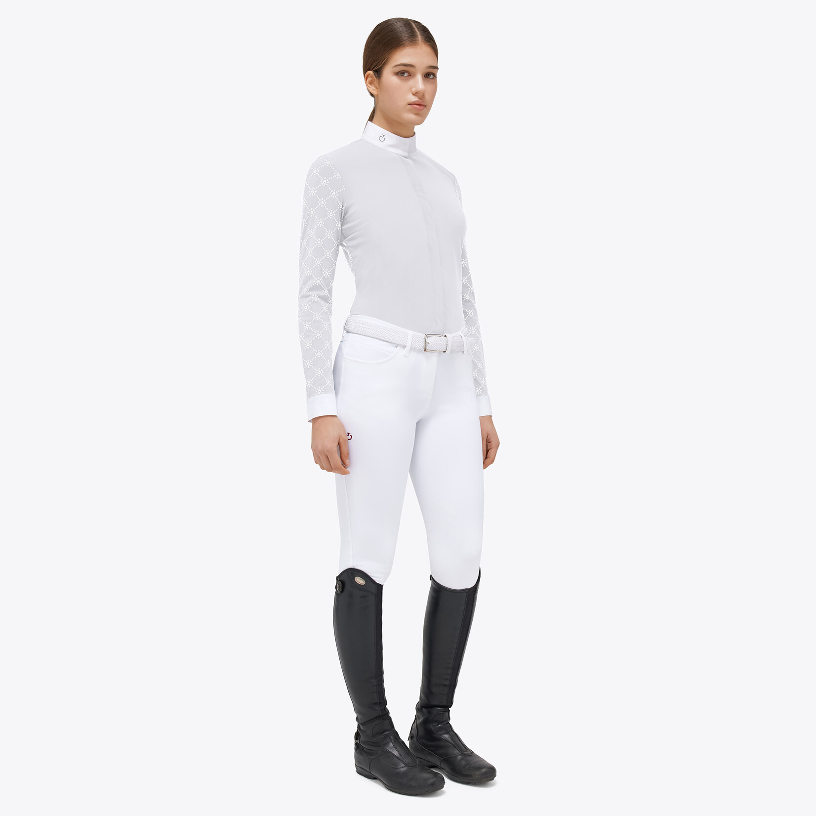 Cavalleria Toscana CAD246 Cavalleria Toscana mini orbit flock printed jersey l/s competition shirt