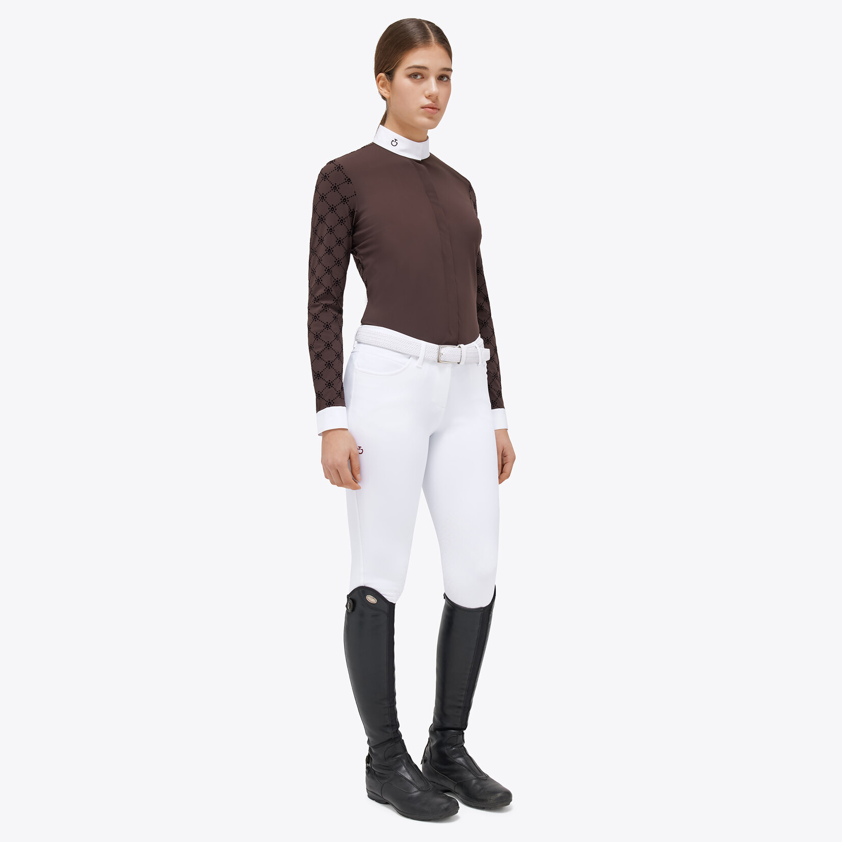 Cavalleria Toscana CAD246 Cavalleria Toscana mini orbit flock printed jersey l/s competition shirt