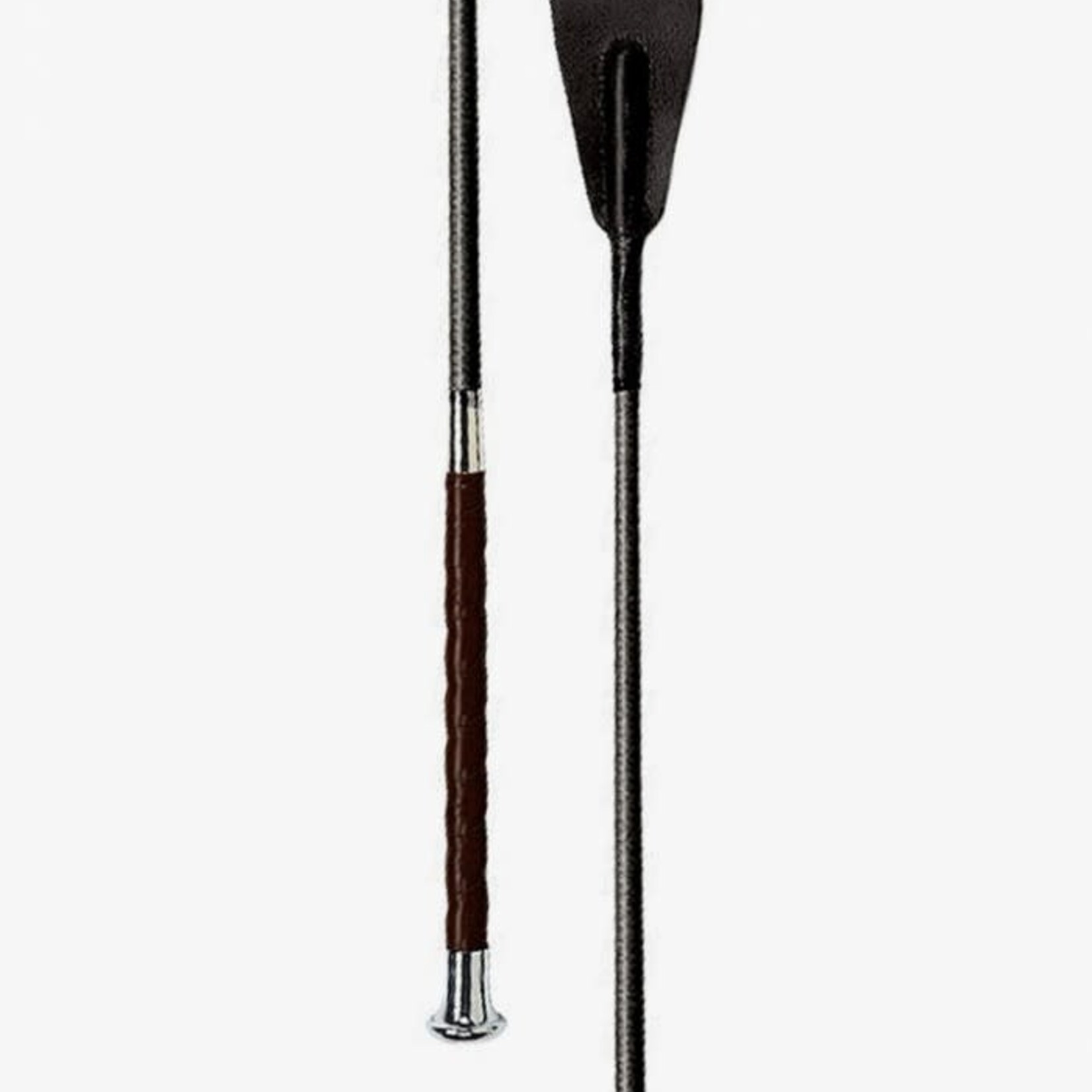 Fleck Woven Nylon Covered Stick With Wrapped Leather Handle, Nickel Cap