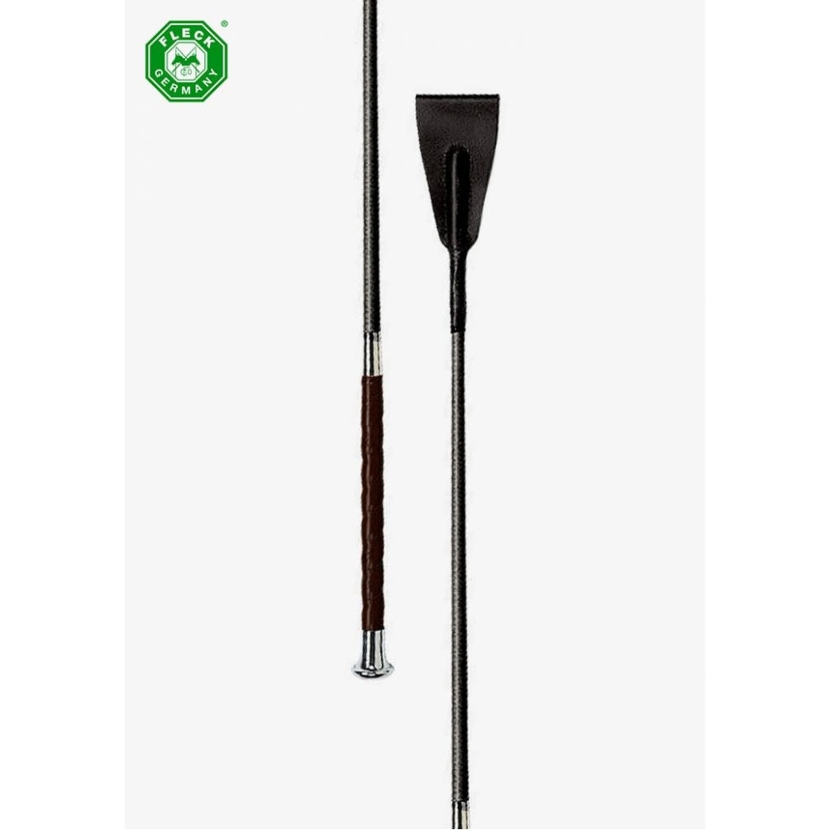 Fleck Woven Nylon Covered Stick With Wrapped Leather Handle, Nickel Cap