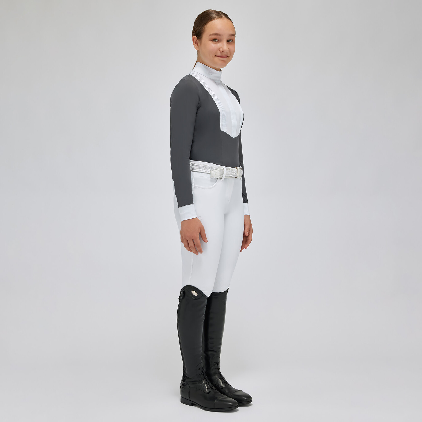 Cavalleria Toscana CAA042 Cavalleria Toscana Girl's Long Sleeve Jersey Competition Shirt W/Bib