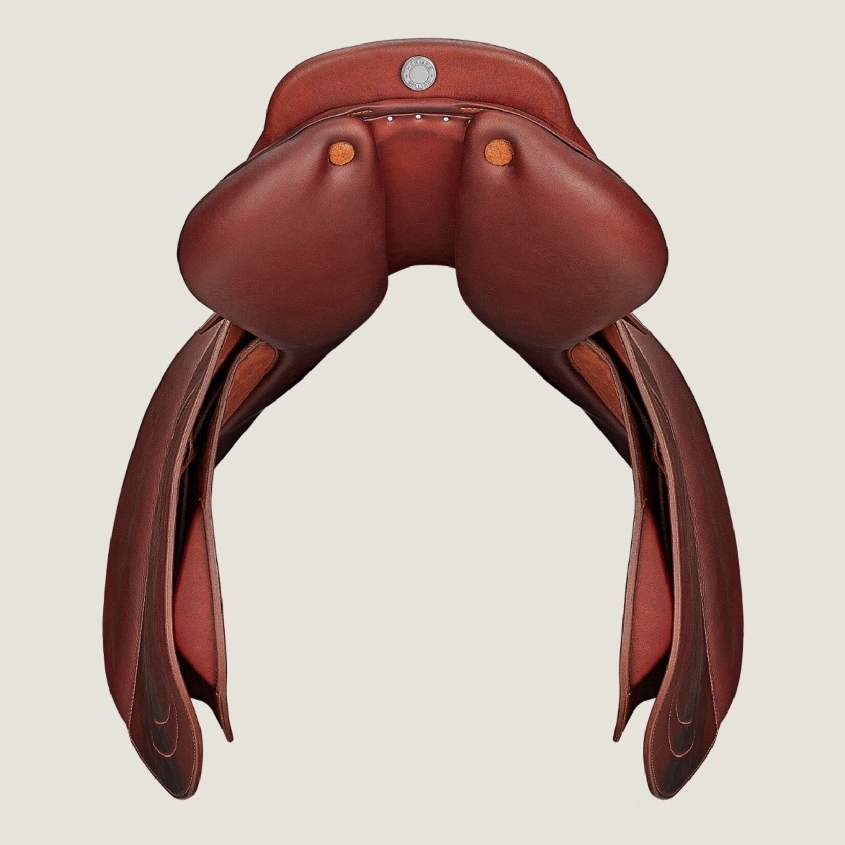 Hermès #52 075 Consigned Hermès Vivace, 17.5" seat, integrated panel, buffalo pads and covered top flap, includes Hermès cover