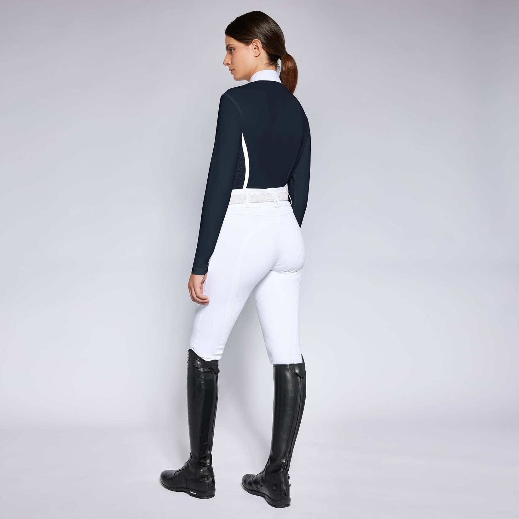 Cavalleria Toscana POD377 Cavalleria Toscana Women's Tech Piquet Long Sleeve Zip Competition Polo