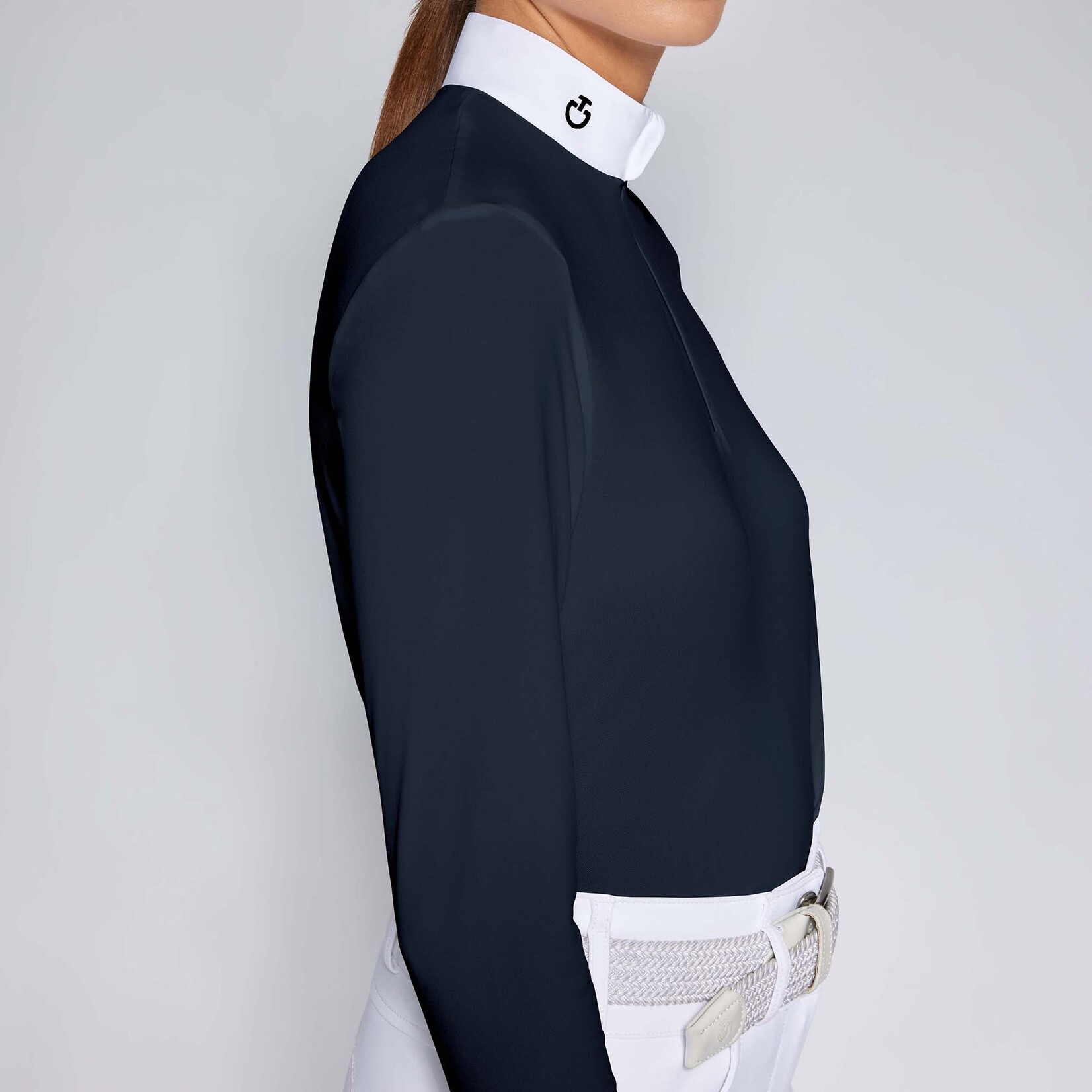 Cavalleria Toscana POD377 Cavalleria Toscana Women's Tech Piquet Long Sleeve Zip Competition Polo