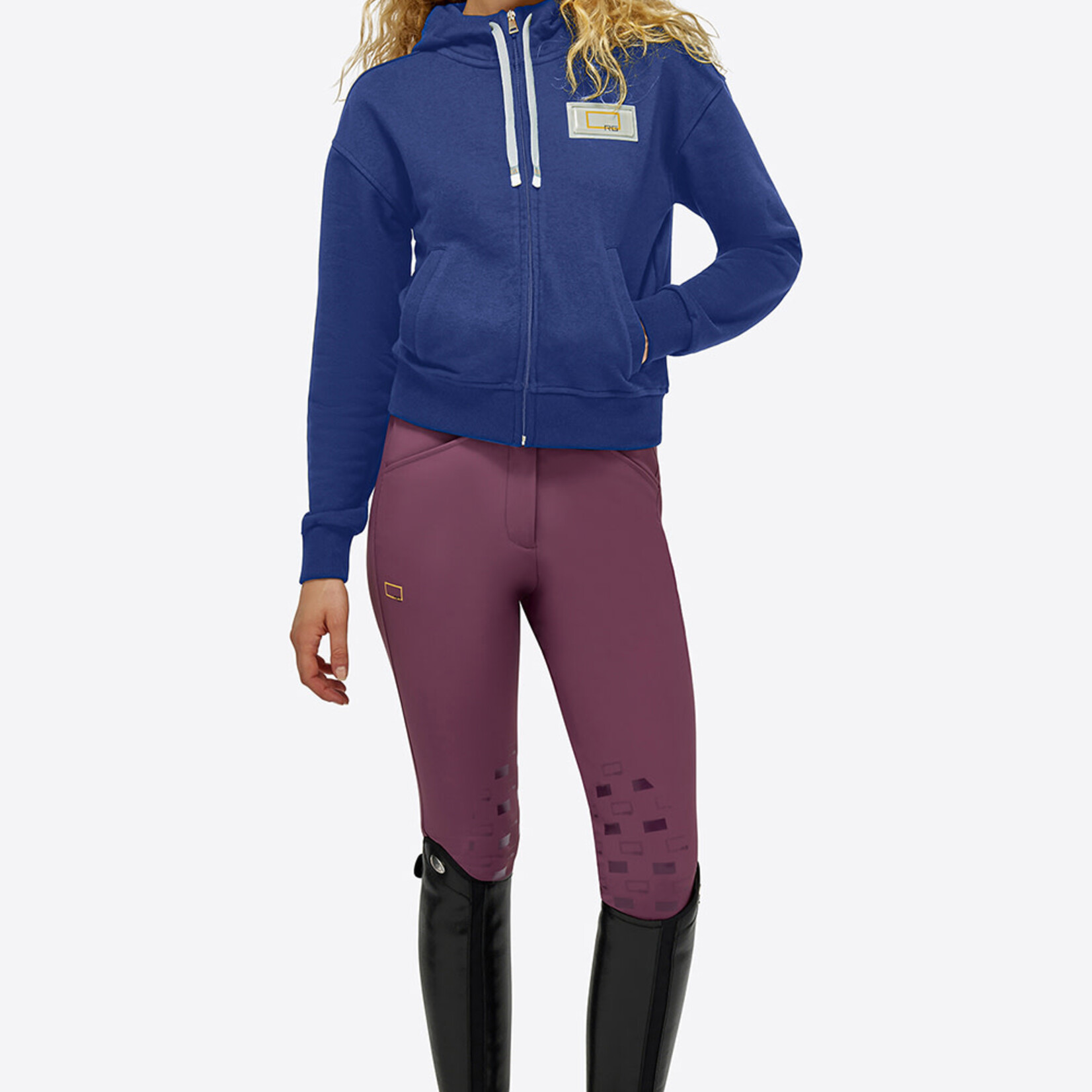 RG SWW006 RG Women's  Cropped Hooded Zip Sweatshirt