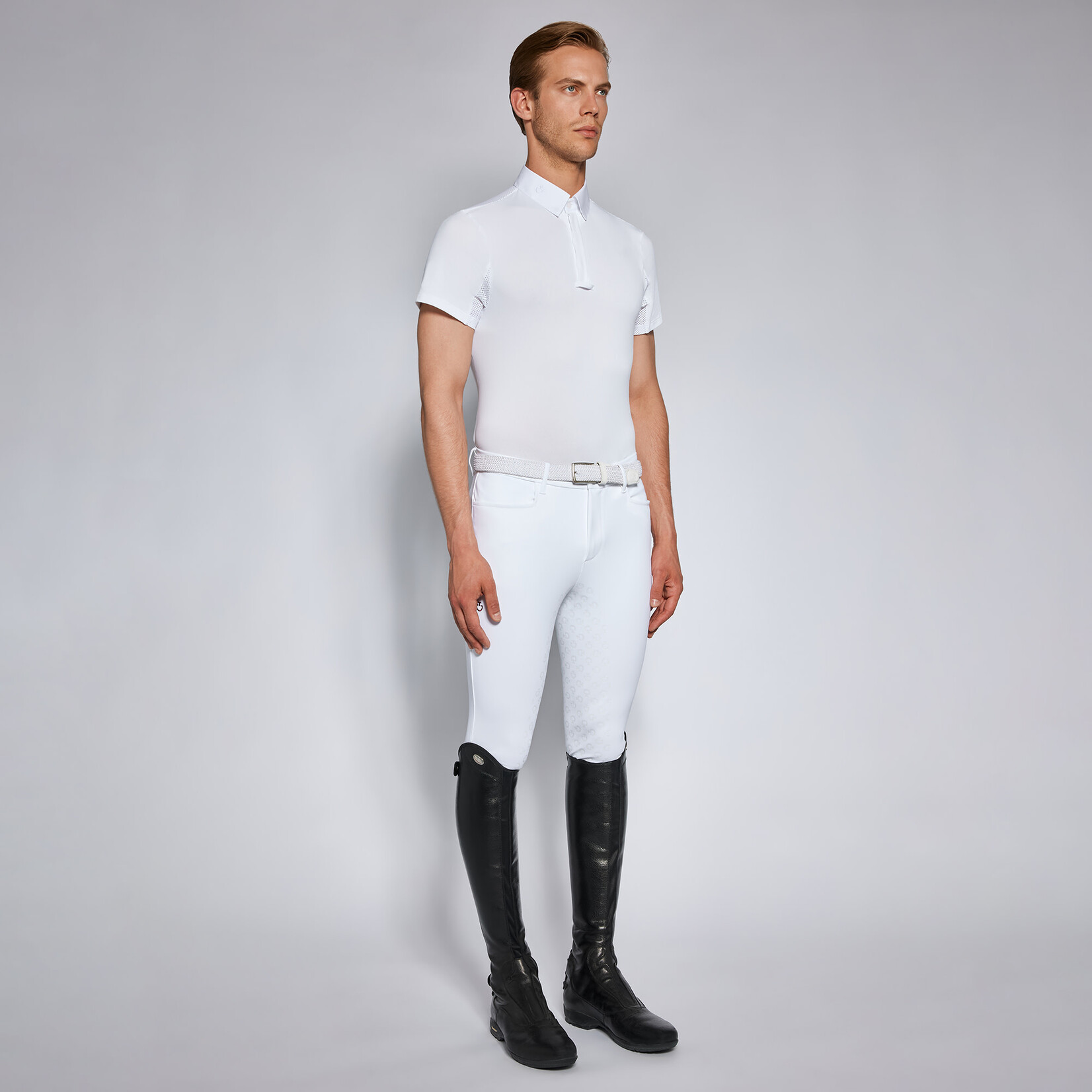 Cavalleria Toscana POU388 Cavalleria Toscana Men’s Tech Piquet Short Sleeve Button Competition Polo