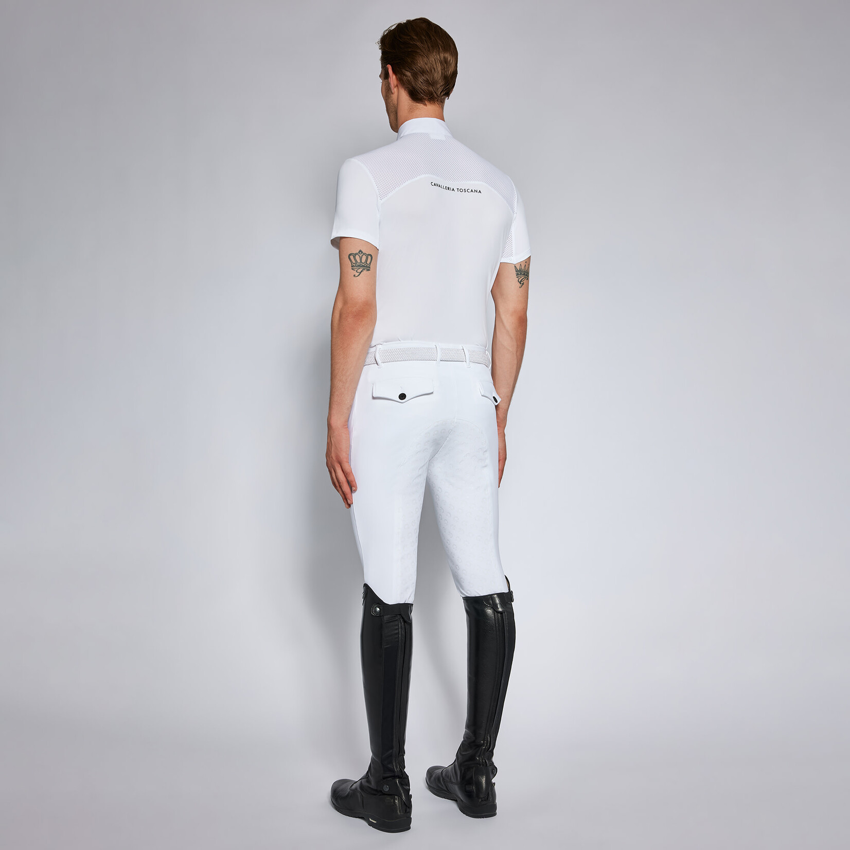 Cavalleria Toscana POU388 Cavalleria Toscana Men’s Tech Piquet Short Sleeve Button Competition Polo