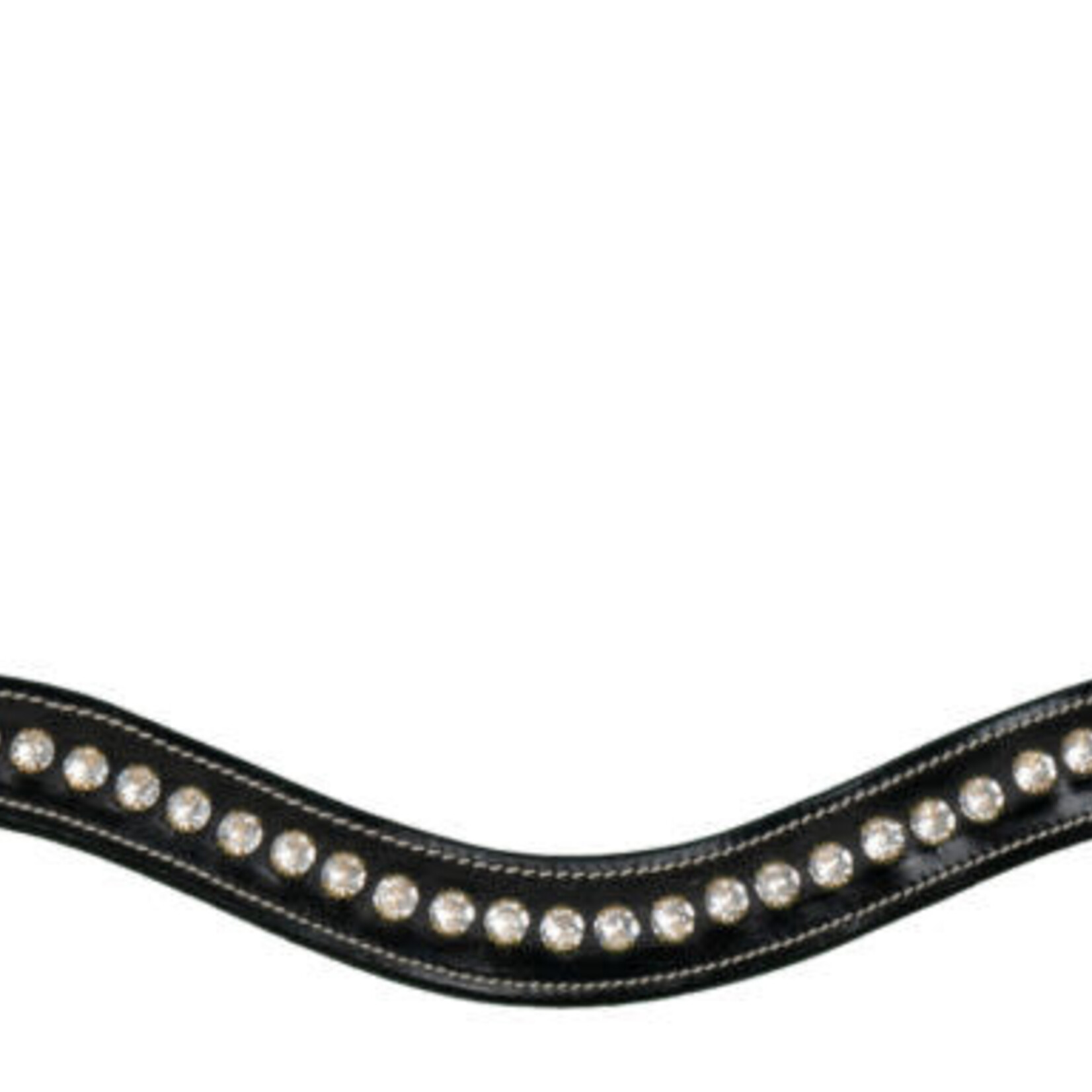Dy'on DY02F Dy'on Collection White Swarovski V-Shaped Browband with Cream Stitching **Browband only** Nickel Emblem