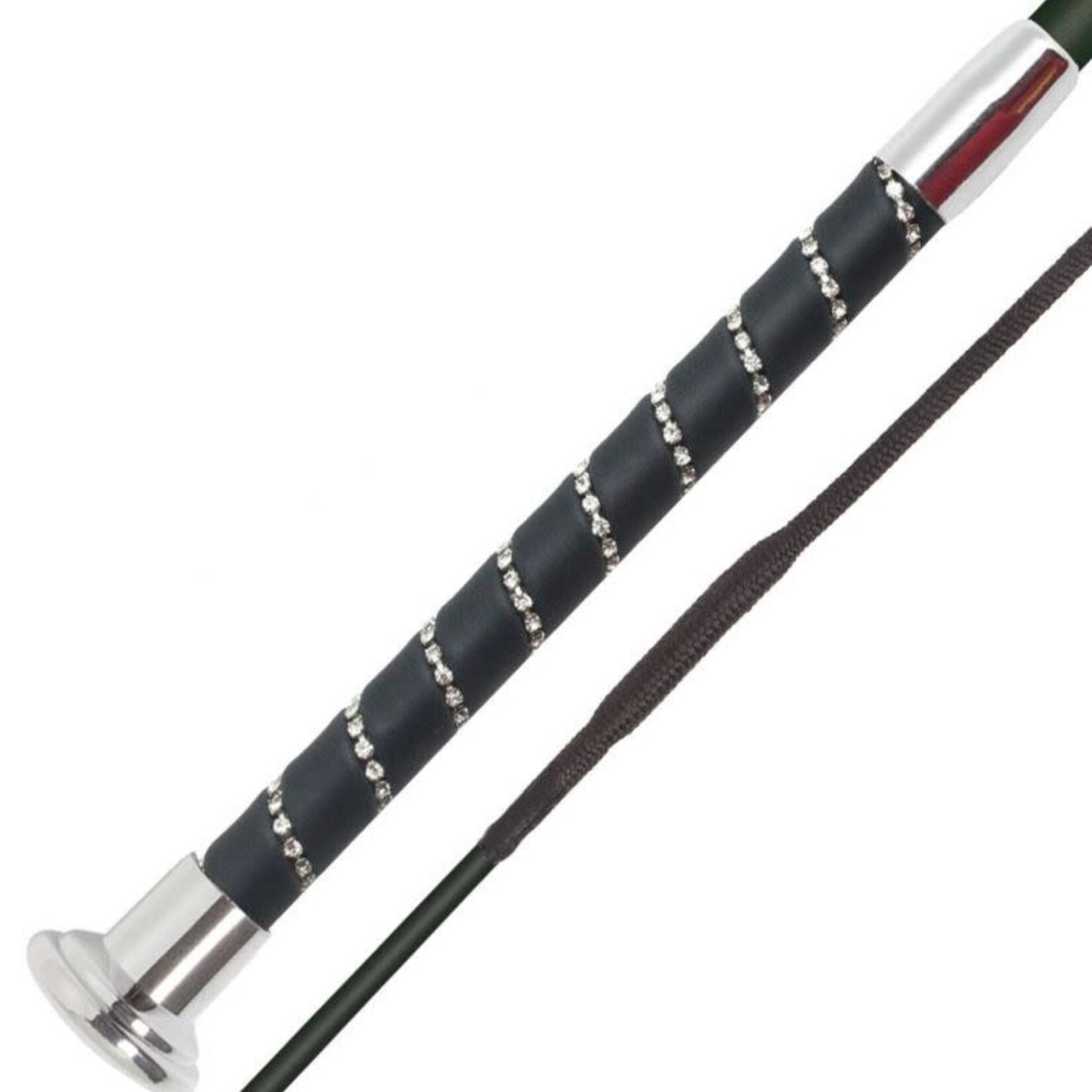 03722 Fleck Dressage Whip w/ SilkTouch Crystal, Fiberglass Shaft w/ SilkTouch Coating, Crystal Wrapped Grip
