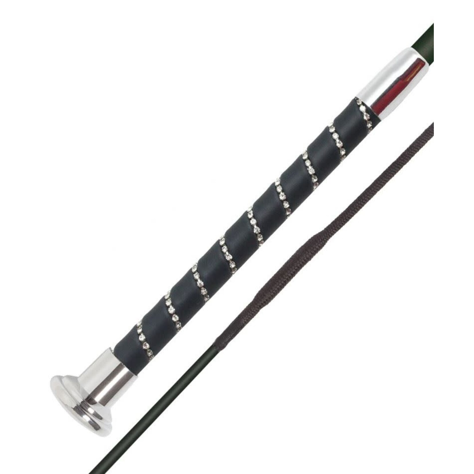 03722 Fleck Dressage Whip w/ SilkTouch Crystal, Fiberglass Shaft w/ SilkTouch Coating, Crystal Wrapped Grip