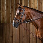 Dy'on WO08B Dy’on Working Collection Leather & Rope Draw Reins, Cream Stitching, Steel Hardware, Removable leather girth loop