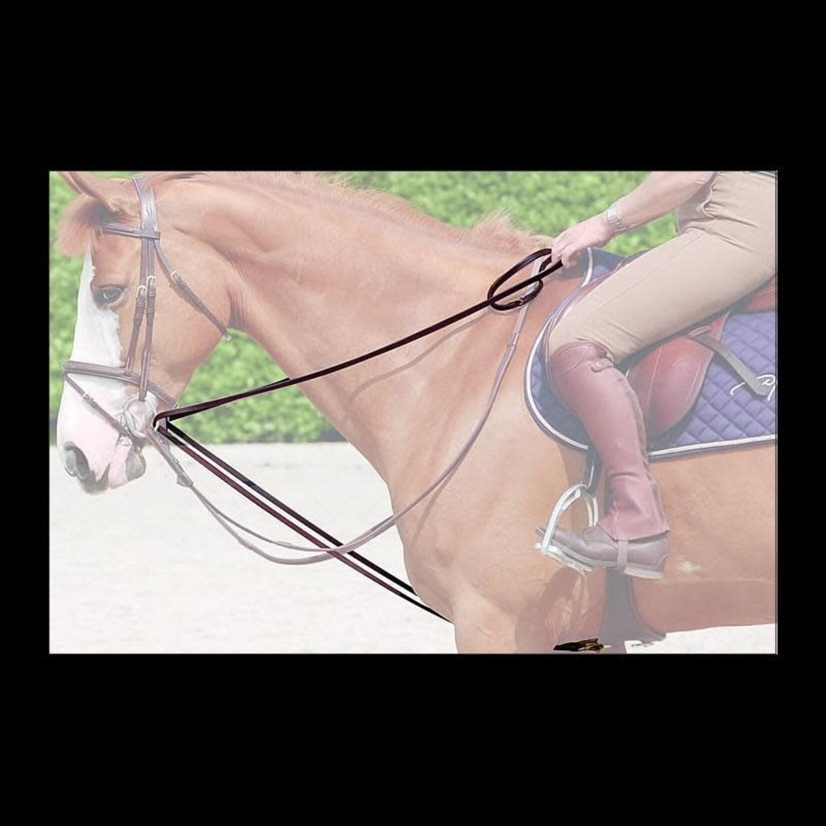 Dy'on WO08B Dy’on Working Collection Leather & Rope Draw Reins, Cream Stitching, Steel Hardware, Removable leather girth loop