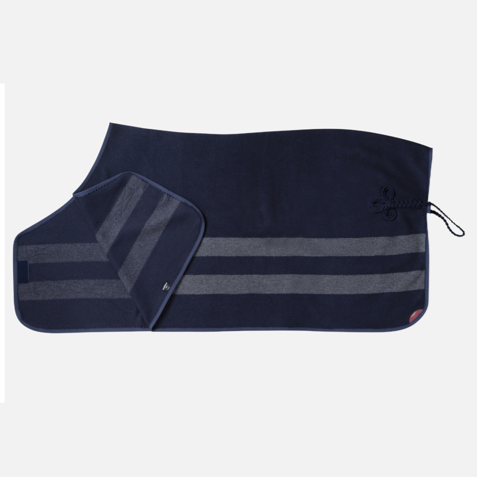 Animo Animo Jamaica Blanket Thick Melton Wool Dress Sheet with Tonal Trim and Solid Braided Hip Ornament and Tail Cord