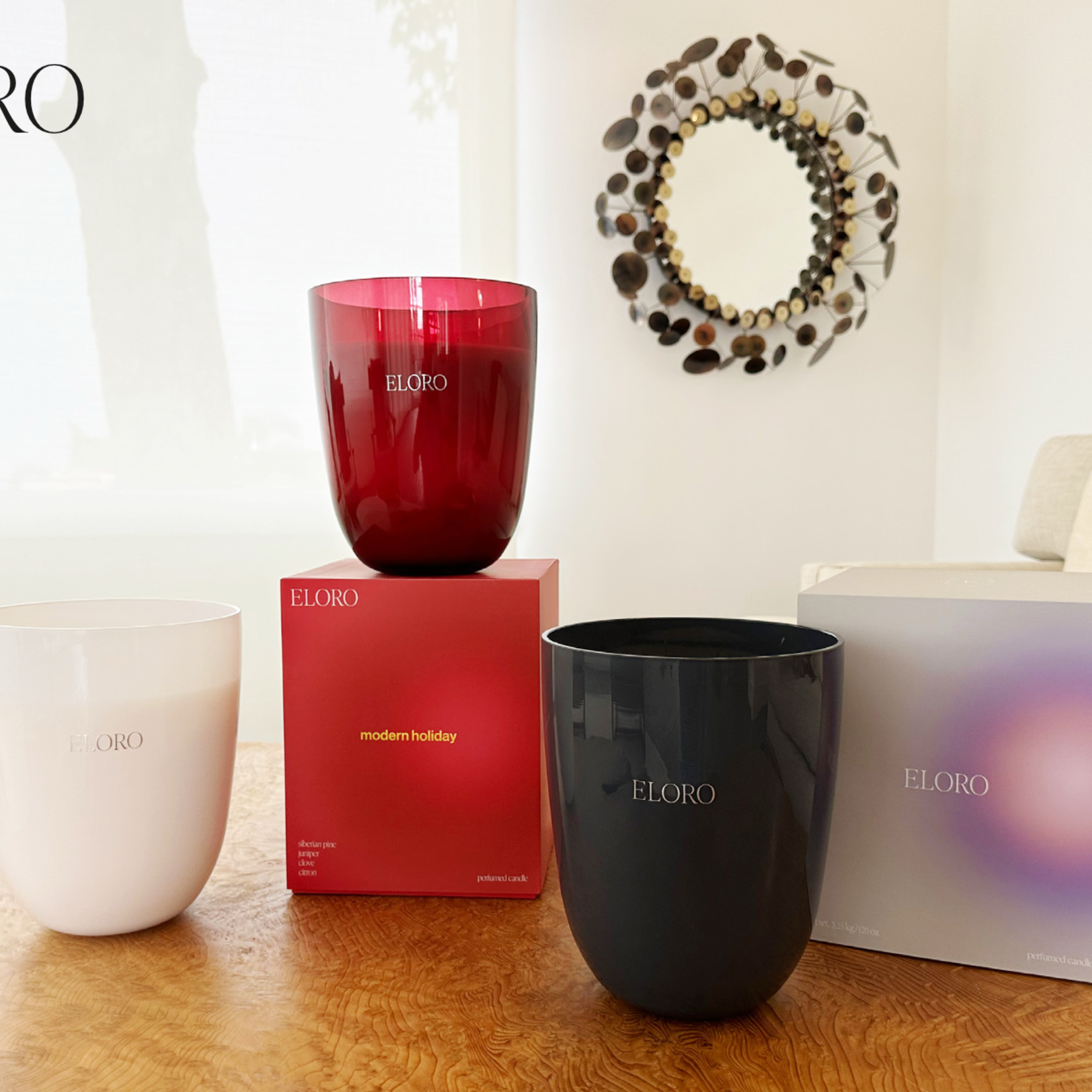 Fleur Candles Eloro Candles, 4-Wick Soy Candle & Box, 120oz., 720 hour burn time