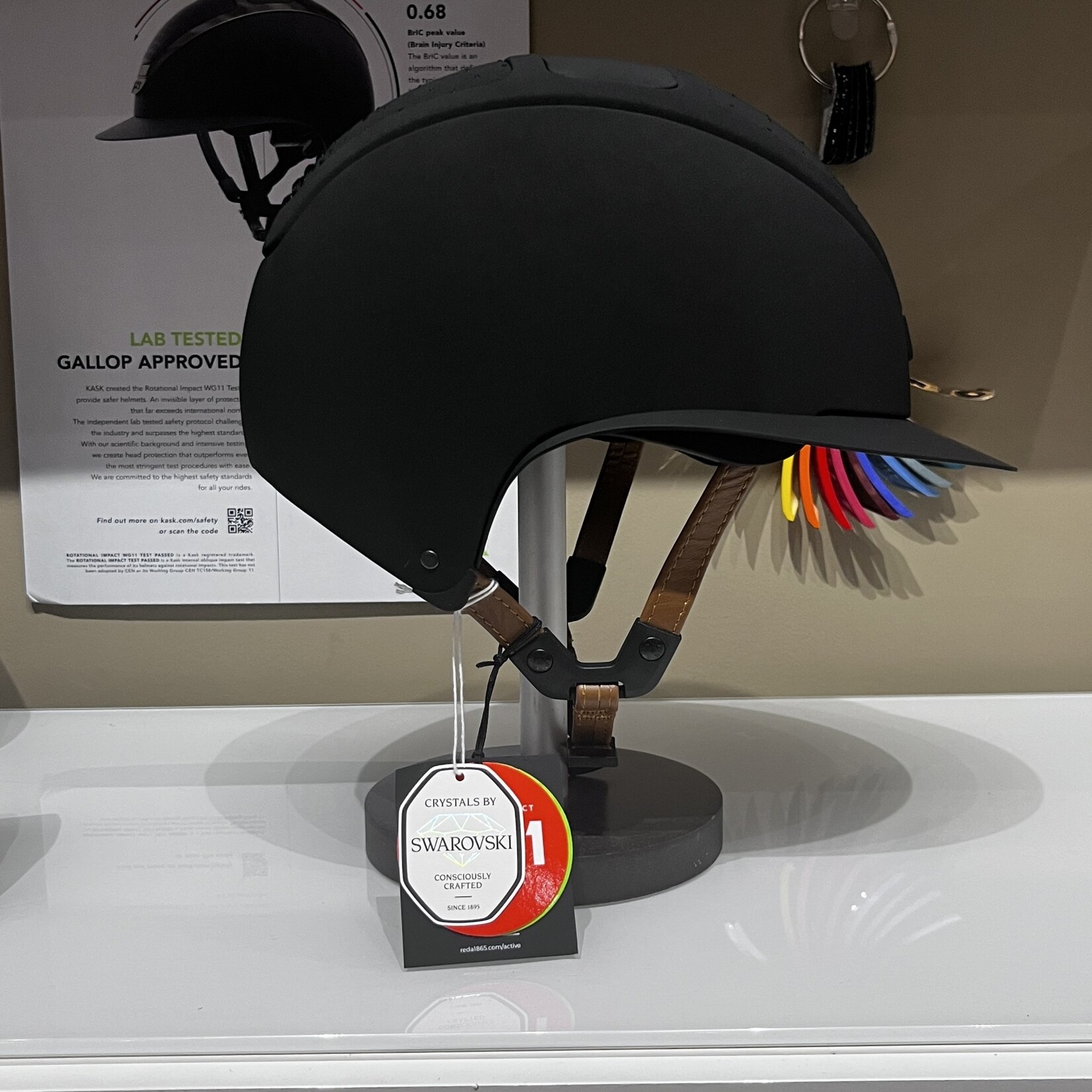 KASK Equestrian Custom Kask WG11 Star Lady Hunter w/ Passage Black Graphite Aerator, Light Brown Leather Chin Strap-Sold as a kit with coordinating liner (sold separately)
