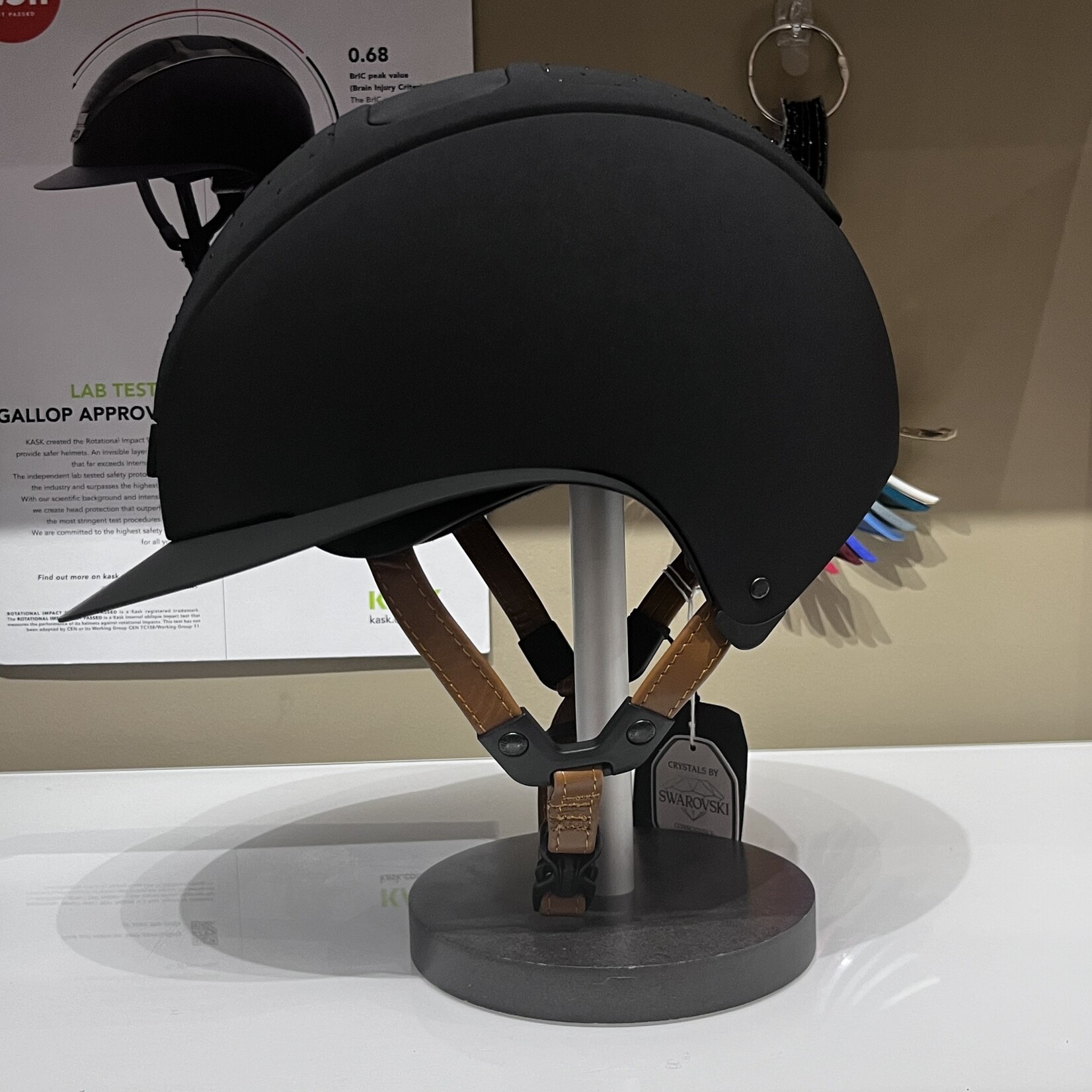 KASK Equestrian Custom Kask WG11 Star Lady Hunter w/ Passage Black Graphite Aerator, Light Brown Leather Chin Strap-Sold as a kit with coordinating liner (sold separately)